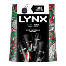 Load image into Gallery viewer, Lynx THE SUPREME SQUAD Africa &amp; Black 4 Pieces Gift Set for Him with Shower Tool