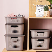 Load image into Gallery viewer, SmartStore Basket Recycled 20 Taupe Storage Box 13L With Brown Bamboo Lid