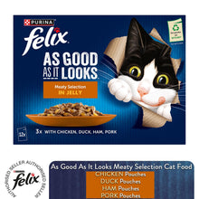 Load image into Gallery viewer, Felix As Good As It Looks Meaty Selection in Jelly Wet Adult Cat Food, 12x85g