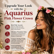 Load image into Gallery viewer, Aquarius Flower Head Crown Pink Elegant Floral Wedding Festival Hair Accessory Bag