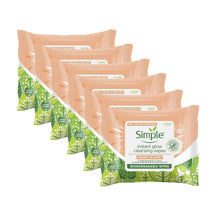 Load image into Gallery viewer, Simple Protect 'N' Glow Instant Cleansing Wipes for Dull &amp; Tired Skin, 3 or 6 Pk