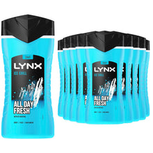 Load image into Gallery viewer, 12pk of 225ml Lynx 3-in-1 Ice Chill All Day Fresh with Icy Menthol Body wash