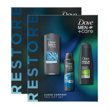 Load image into Gallery viewer, Dove Men+Care Restore Clean Comfort Bath and Body 3Pcs Gift Set for Him