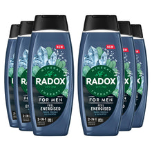 Load image into Gallery viewer, 6x Radox Mineral Therapy Feel Energised 2in1 Shower Gel &amp; Shampoo for Men, 450ml
