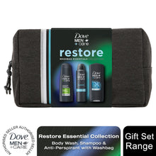 Load image into Gallery viewer, Dove Men+Care Restore Essential Collection 3Pcs Gift Set for Him with Washbag