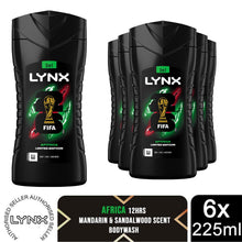 Load image into Gallery viewer, Lynx Africa 12-H Refreshing Fragrance Shower Gel Body Wash for Men, 6x225ml