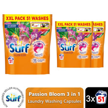Load image into Gallery viewer, Surf 3 in 1 Laundry Washing Detergent Capsules Passion Bloom, 153 Washes