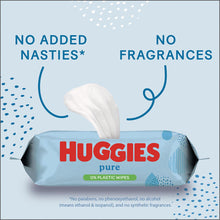 Load image into Gallery viewer, Huggies Pure Plastic Free Baby Wipes 99% Water Wet Wipes, Pack of 12 (576 Wipes)