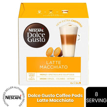 Load image into Gallery viewer, Nescafe Dolce Gusto Coffee Pods Caps Box of 16 Latte Macchiato