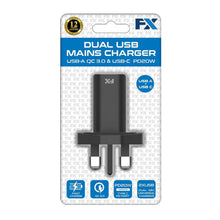 Load image into Gallery viewer, FX Mains Charger USB 1A Compatible with USB Devices, Black