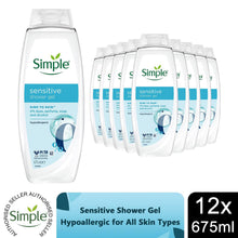 Load image into Gallery viewer, Simple Sensitive Shower Gel 675ml 12-Pack Multipack