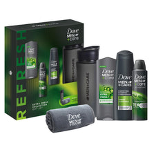 Load image into Gallery viewer, Dove Men+Care Extra Fresh Collection Gift Set for Him with Bottle &amp; Gym Towel