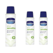 Load image into Gallery viewer, Vaseline ProDerma Aloe Sensitive Antiperspirant Deodorant Spray 150ml, 3 Pack