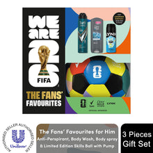 Load image into Gallery viewer, FIFA Fans Favourites Gift Set for Him Body Wash, Spray &amp; Skills Ball + Pump