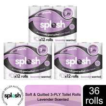 Load image into Gallery viewer, Splesh by Cusheen Quilted Lavender Fragrance 3 Ply Toilet Tissue Paper 36 Rolls