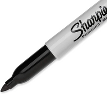 Load image into Gallery viewer, Sharpie Permanent Marker Pens Fine Point Black 24 Pack + Blue One