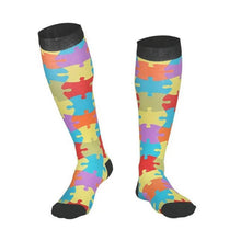 Load image into Gallery viewer, Flo Knee High Compression Socks Bright Pattern Support Travel Sports S/M or L/XL