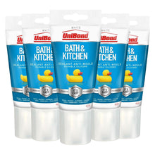 Load image into Gallery viewer, Unibond Silicone Sealant Anti-Mould &amp; Waterproof for Kitchen &amp; Bathroom, 147g 5 Pack