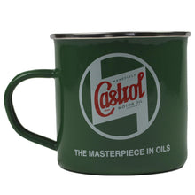 Load image into Gallery viewer, Castrol Classic Tin Mug with Classic Logo Decal and Enamelled for Cuppa, Green