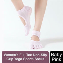 Load image into Gallery viewer, Flo Fashion Women's Full Toe Non-Slip Grip Yoga Sports Socks Baby Pink