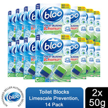 Load image into Gallery viewer, Bloo Toilet Rim Blocks Limescale Prevention with 2in1 Cleaning Foam 14 Pack