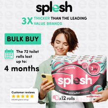 Load image into Gallery viewer, Splesh Quilted Toilet Roll Luxury Watermelon 3-Ply Soft Toilet Paper, 72 Rolls
