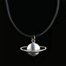 Load image into Gallery viewer, Aquarius Black Leather Charm Choker Pendant with Chain Planet