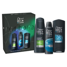Load image into Gallery viewer, Dove Men+Care Restore Bodywash, Antiperspirant &amp; Shampoo Gift Set for Him