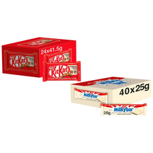 Load image into Gallery viewer, Nestle Chocolate Bar, KitKat 4 Finger 24x41.5g &amp; Milkybar White Chocolate 40x25g