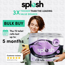 Load image into Gallery viewer, Splesh by Cusheen Toilet Roll Bulk Buy (72 Toilet Rolls) - Eco-Friendly, Soft &amp; Quilted 3-Ply Toilet Paper, Made from Sustainably Sourced Pulp - Lavender Fragrance