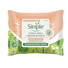 Load image into Gallery viewer, Simple Protect 'N' Glow Instant Cleansing Wipes for Dull &amp; Tired Skin, 3 or 6 Pk