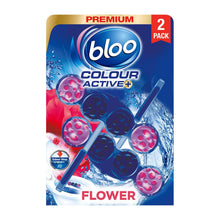 Load image into Gallery viewer, Bloo Toilet Rim Blocks Colour Active+Bleach, Lemon, Flower &amp; Power Active 6 Pk