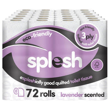 Load image into Gallery viewer, Splesh by Cusheen Toilet Roll Bulk Buy (72 Toilet Rolls) - Eco-Friendly, Soft &amp; Quilted 3-Ply Toilet Paper, Made from Sustainably Sourced Pulp - Lavender Fragrance