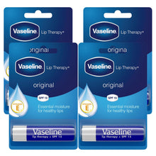 Load image into Gallery viewer, Vaseline Lip Balm Stick Original 4g, 4 Pack Lip Therapy Moisturising, Non Greasy