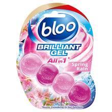 Load image into Gallery viewer, Bloo Toilet Rim Blocks Brilliant Gel All in 1 Cleaner Spring Rain Scent, 7x42g