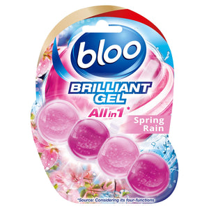 Bloo Toilet Rim Blocks Brilliant Gel All in 1 Cleaner Spring Rain Scent, 7x42g