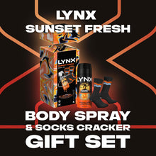Load image into Gallery viewer, Lynx Sunset Fresh Gift Set with Body Spray &amp; Socks Cracker - Citrus Clean Scent