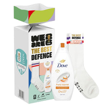 Load image into Gallery viewer, Dove Fruity Nourish Gift Set, Hydrating Body Wash &amp; Socks Football Edition