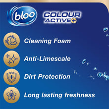 Load image into Gallery viewer, Bloo Toilet Rim Block Colour Active+Flower with Odour Stop Technology 2x50g 12pk