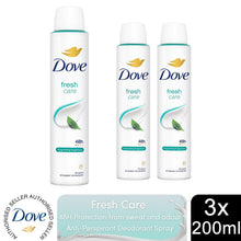 Load image into Gallery viewer, Dove Fresh Anti-Perspirant with 48H Sweat Protection Deo for Women 200ml, 3 Pack