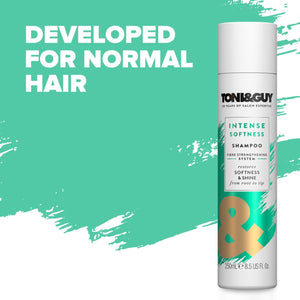 6pk of 250ml Toni & Guy Intense Softness Shampoo for Soft Hair with Rose Oil
