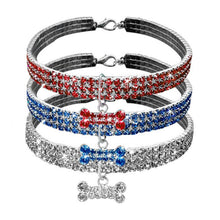 Load image into Gallery viewer, AQ Luxury Diamond Collar For Pets, Size Medium or Large, Blue, Red or White