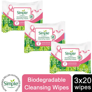 3x of Simple Kind to Skin Facial Wipes with Vitamins, Choose Your Fragrance