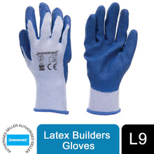 Load image into Gallery viewer, Silverline 427550 Latex Builders Gloves for Heavy Duty Safety Work &amp; Gardening