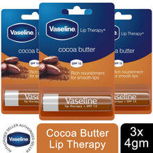 Load image into Gallery viewer, 3x4g Vaseline Lip Therapy+SPF15 PetroleumJelly Stick - Aloe/Original/Cocoa/Rosy