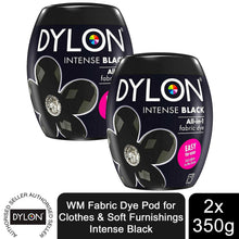 Load image into Gallery viewer, DYLON Washing Machine Fabric Dye Pod, Intense Black, 2 Packs of 350g