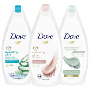 Dove Hydrating Care, Purifying Detox & Renewing Glow Body Wash 450ml, 3pk or 6pk