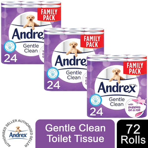Andrex Toilet Roll Skin Kind, Gentle Clean, Classic or Supreme Quilts, 72 Rolls