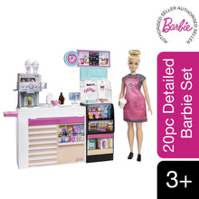 Load image into Gallery viewer, Barbie® Coffee Shop Playset with Doll and Play Pieces