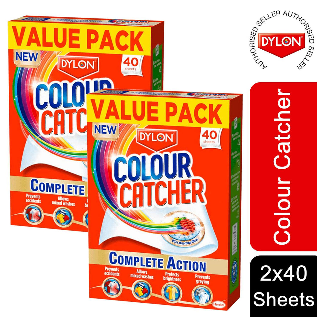 2 Pack Dylon Colour Catcher Complete Action Laundry Sheets, 40 Sheets